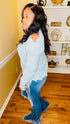 Blue grey Cut me off sweater | mock neck sweater